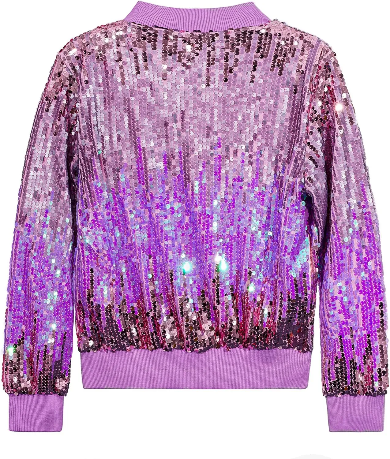 Girls Sequin Bomber Jacket Glitter Outwear Long Sleeve Zipper Jackets 5-12T