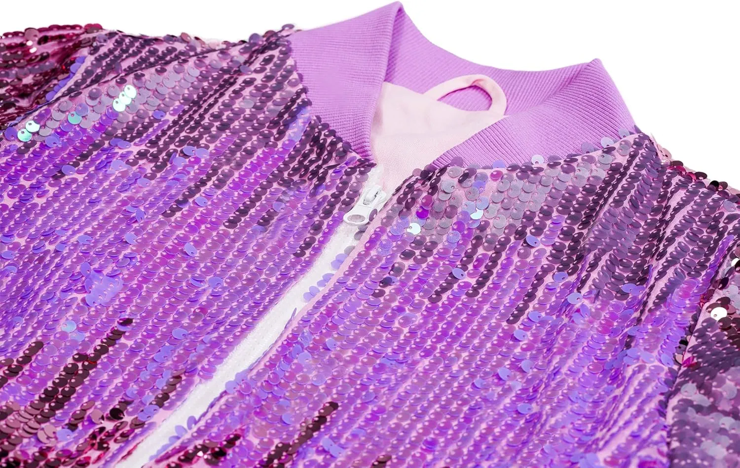 Girls Sequin Bomber Jacket Glitter Outwear Long Sleeve Zipper Jackets 5-12T