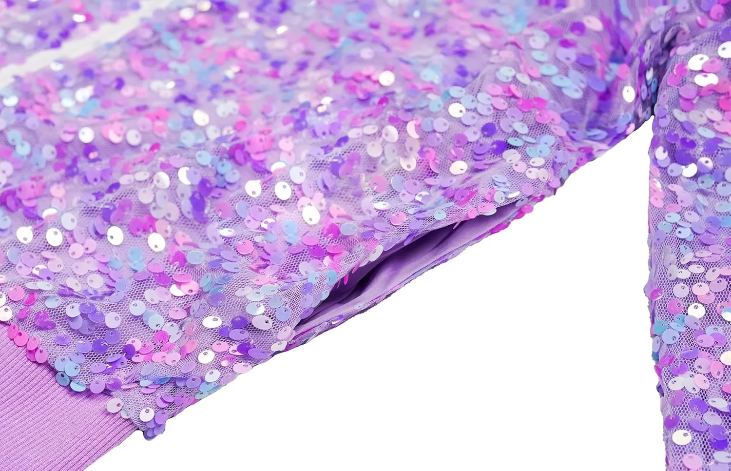 Girls Sequin Bomber Jacket Glitter Outwear Long Sleeve Zipper Jackets 5-12T