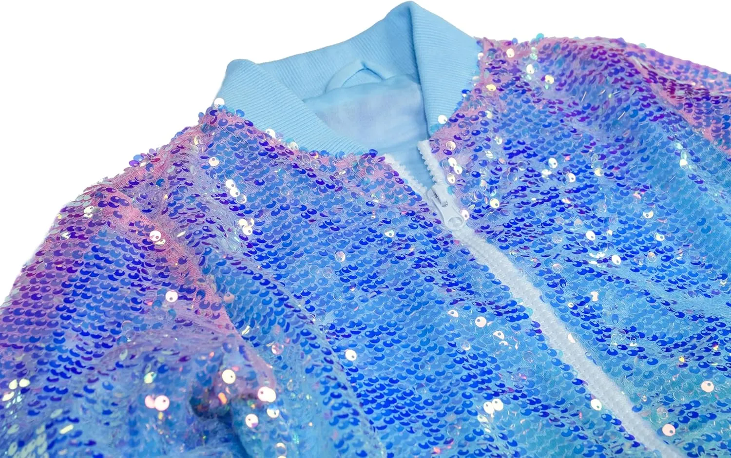 Girls Sequin Bomber Jacket Glitter Outwear Long Sleeve Zipper Jackets 5-12T