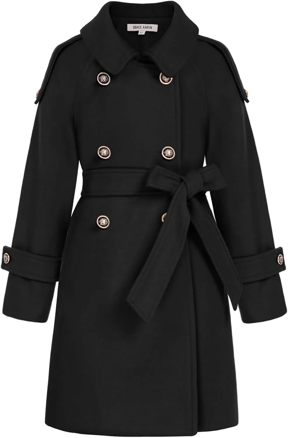 GRACE KARIN Girls Dress Coat Lapel Blend Winter Kids Jackets Coat Size 5-12