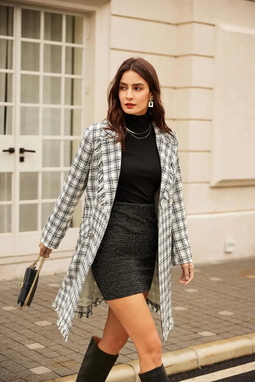 GRACE KARIN Trench Coat for Women 2024 Winter Coat Notch Lapel Double Breasted Thick A Line Pea Coat Jacket with Pockets