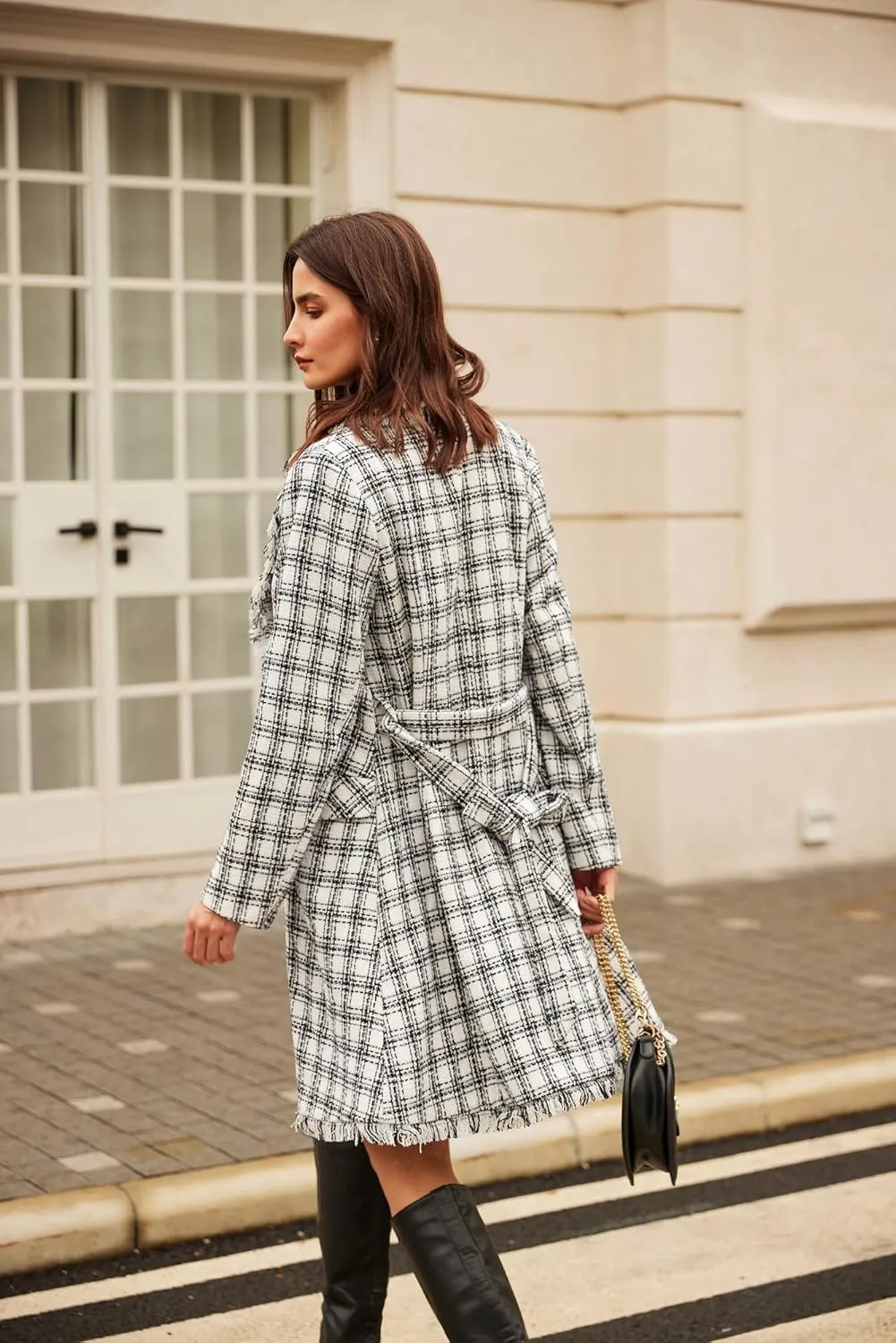 GRACE KARIN Trench Coat for Women 2024 Winter Coat Notch Lapel Double Breasted Thick A Line Pea Coat Jacket with Pockets