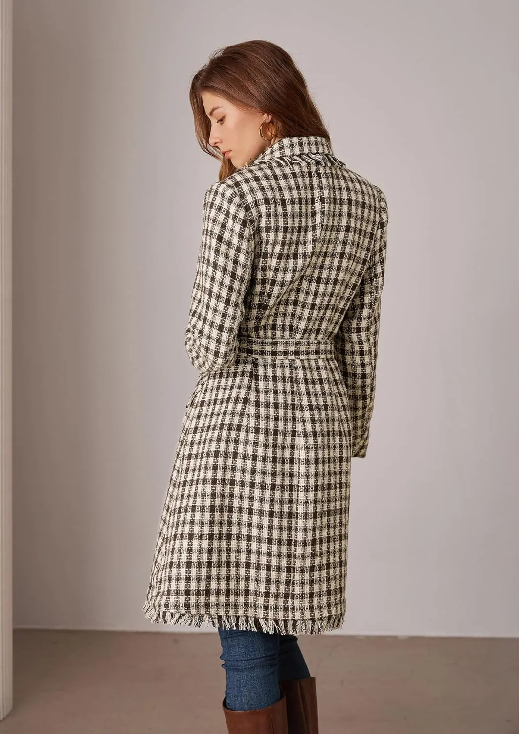 GRACE KARIN Trench Coat for Women 2024 Winter Coat Notch Lapel Double Breasted Thick A Line Pea Coat Jacket with Pockets