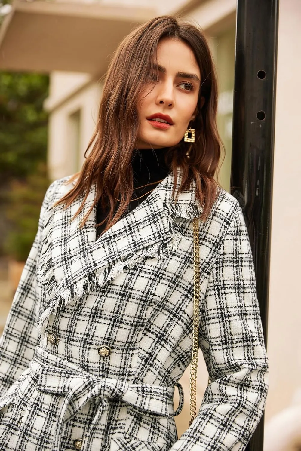 GRACE KARIN Trench Coat for Women 2024 Winter Coat Notch Lapel Double Breasted Thick A Line Pea Coat Jacket with Pockets