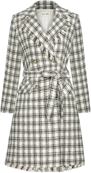 GRACE KARIN Trench Coat for Women 2024 Winter Coat Notch Lapel Double Breasted Thick A Line Pea Coat Jacket with Pockets