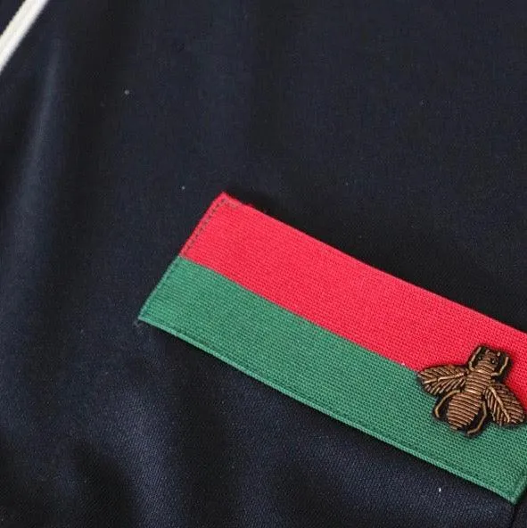 Gucci Red/Navy Zip Up Bee Hoodie (M)