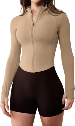 GYM RAINBOW Womens Zip Up Athletic Jacket Lightweight Contour Fit Gym Fitness Workout Jackets with Thumb Holes