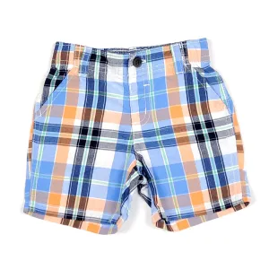 Gymboree Boys Blue Orange Plaid Shorts 12-18M