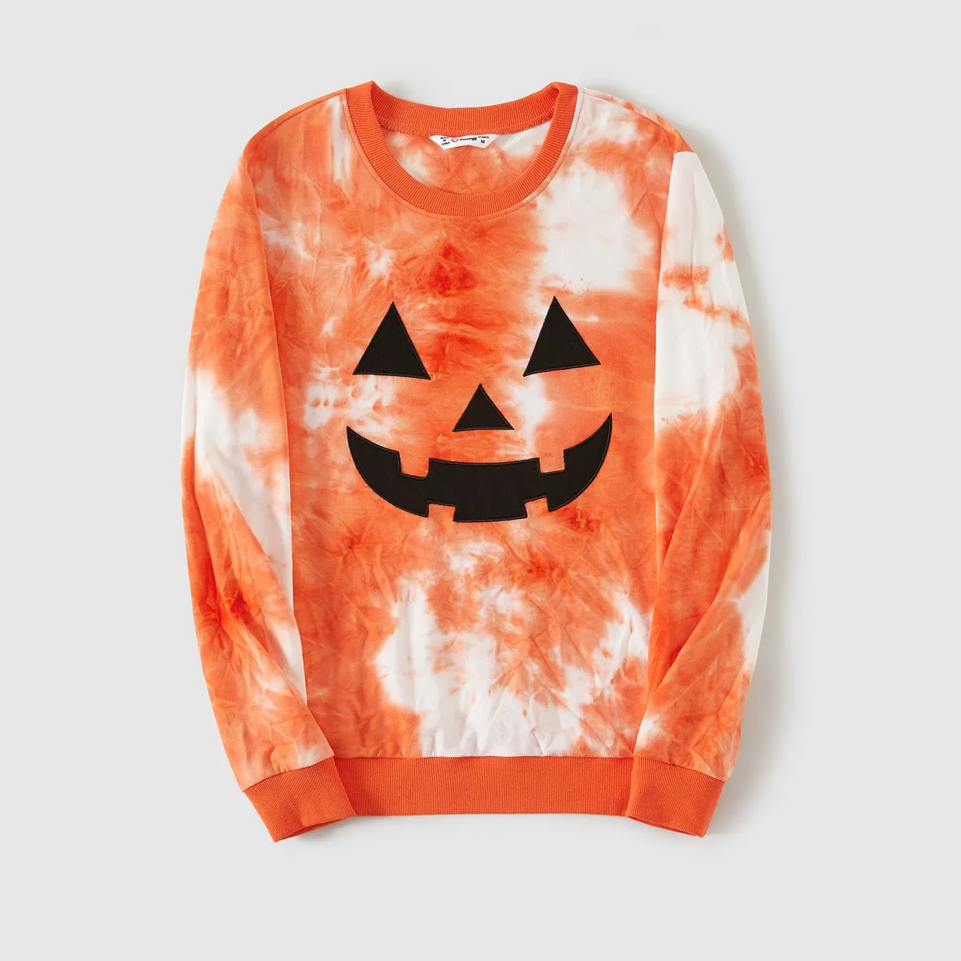 Halloween Family Matching Pumpkin Print Long-sleeve Tie-dyed Sweatshirts