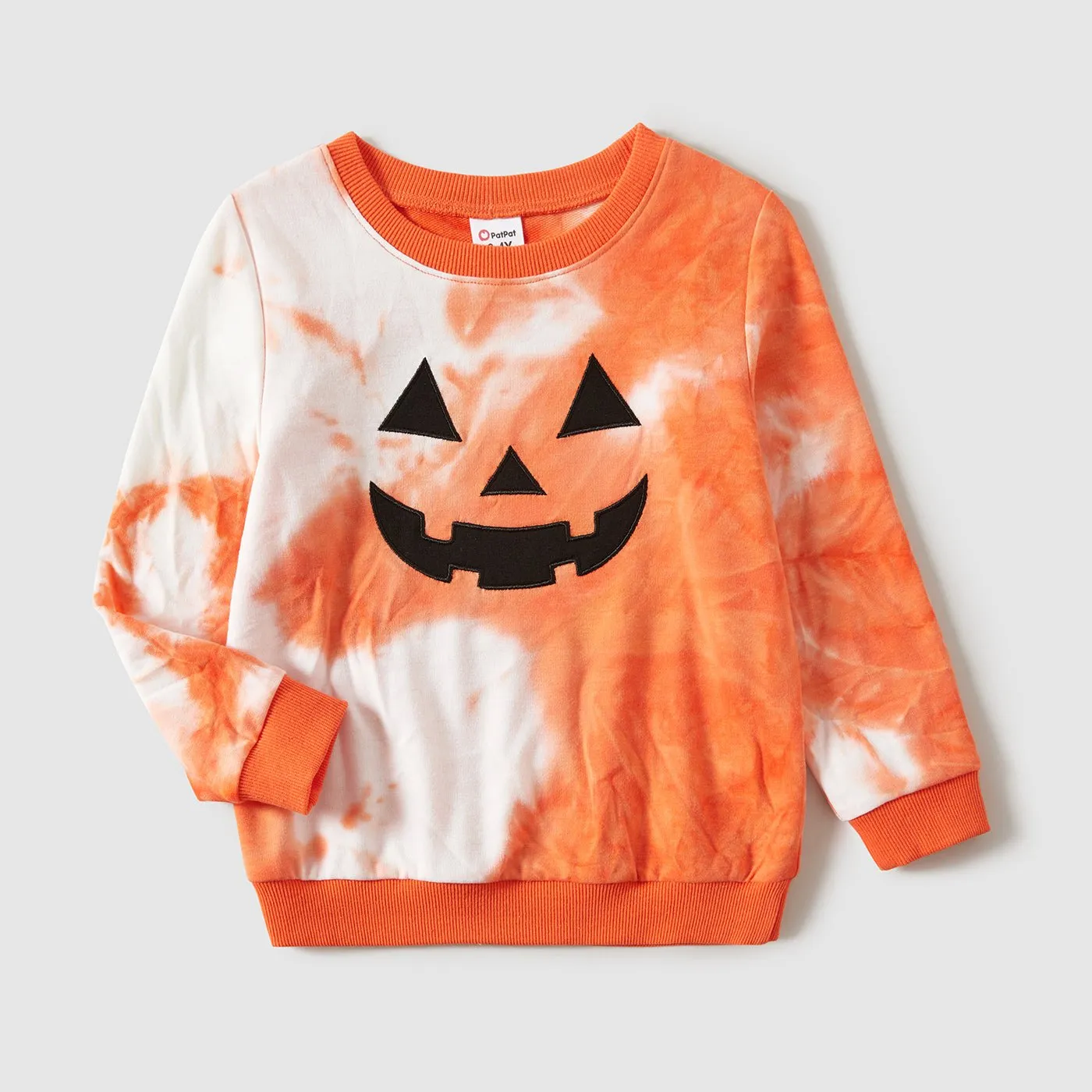 Halloween Family Matching Pumpkin Print Long-sleeve Tie-dyed Sweatshirts