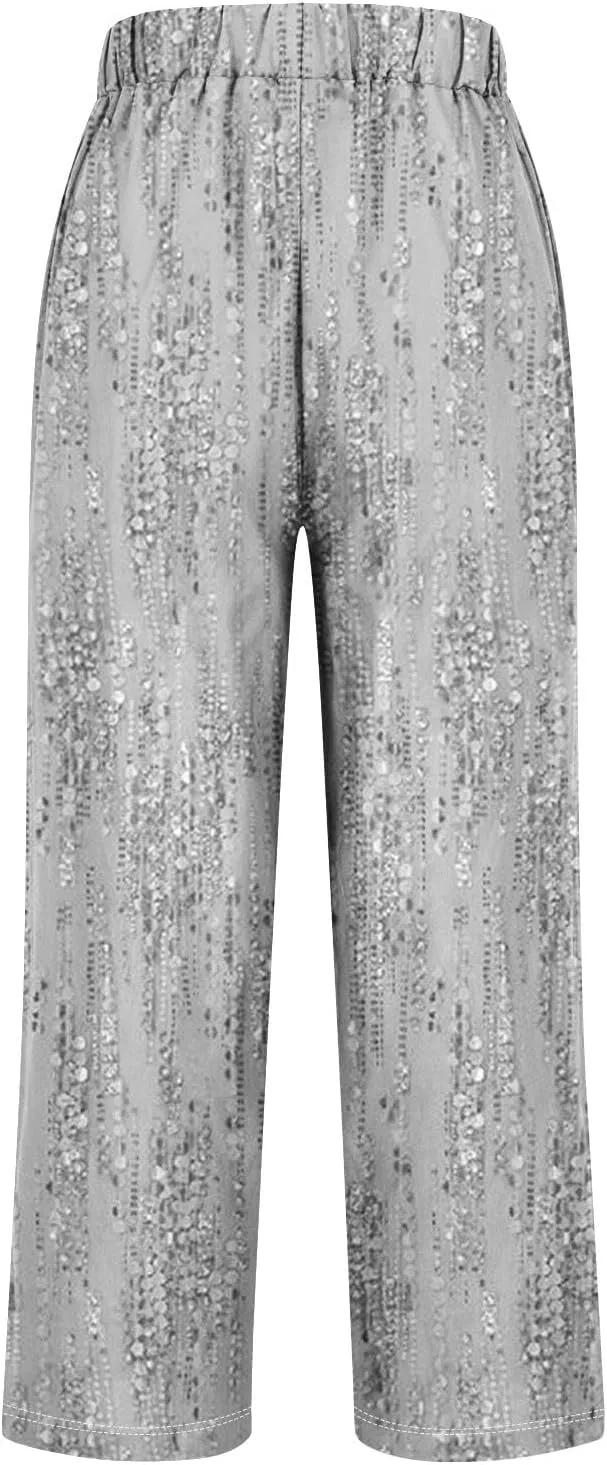 Hawaii Capri Pants Womens Casual Boho Tropical Floral Print Slacks Elastic High Waist Drawstring Summer Beach Trousers