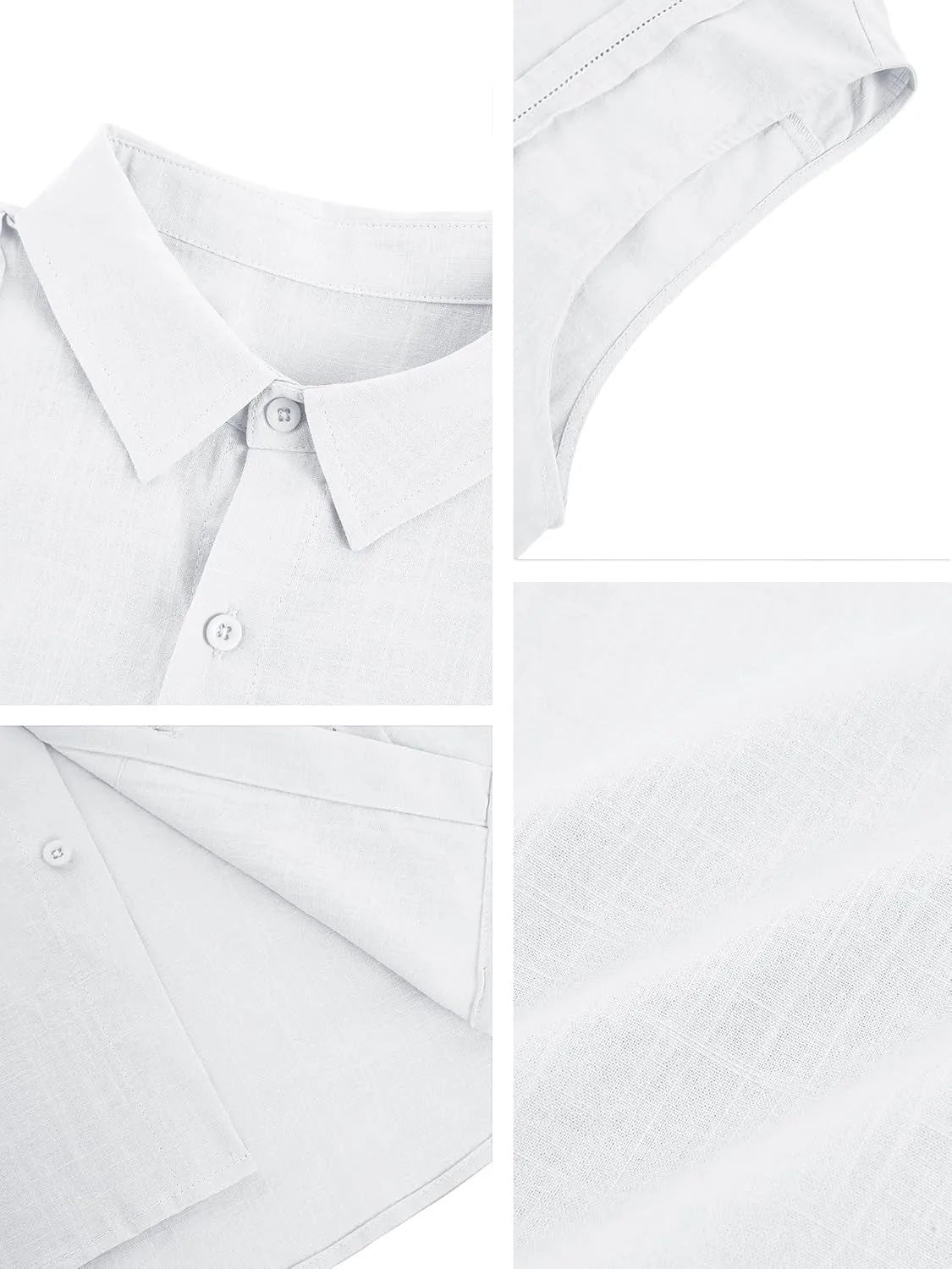Hestenve Men's Cuban Guayabera Linen Shirts Sleeveless Button Up Shirt Casual Summer Beach Tops