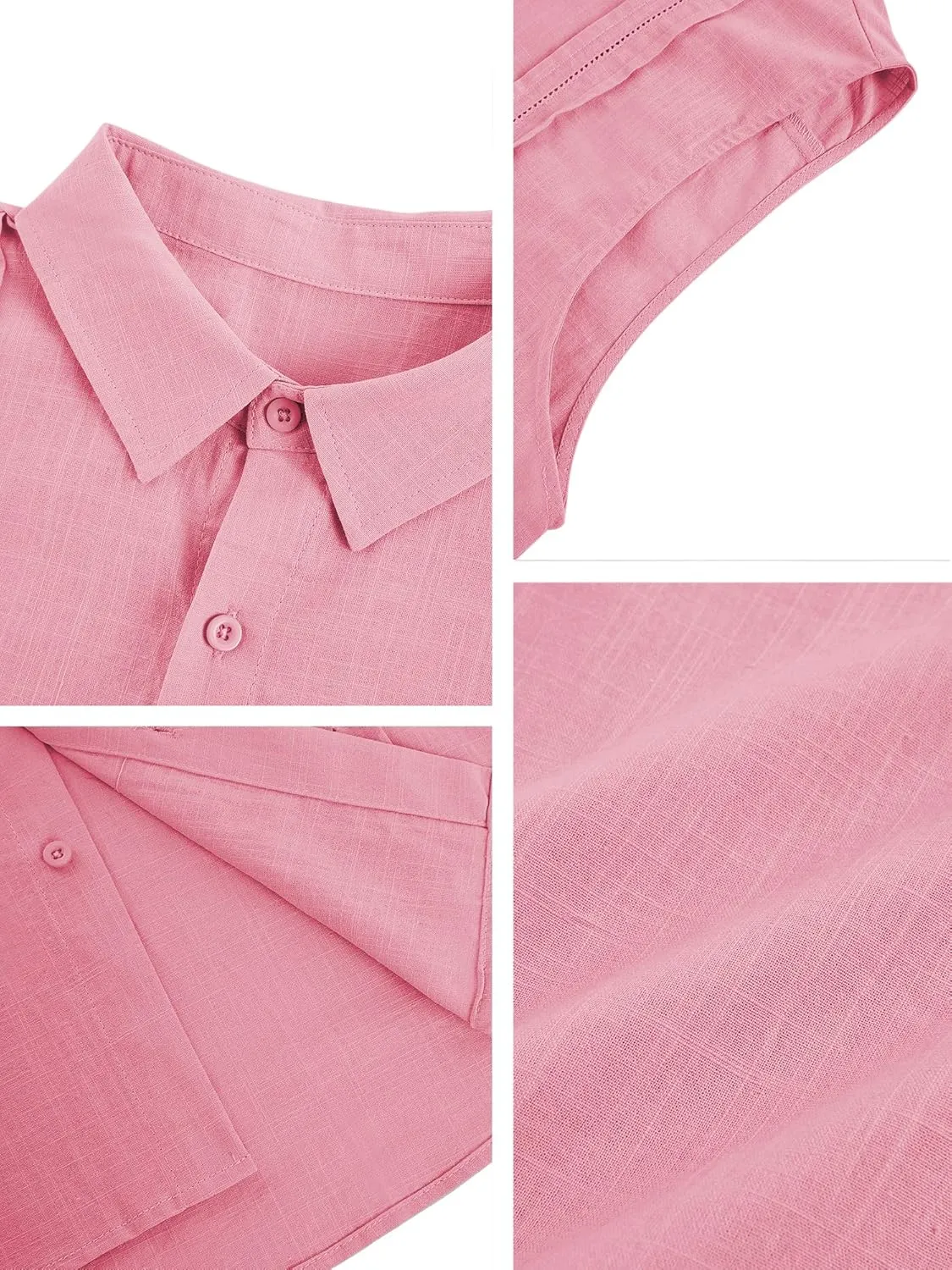 Hestenve Men's Cuban Guayabera Linen Shirts Sleeveless Button Up Shirt Casual Summer Beach Tops