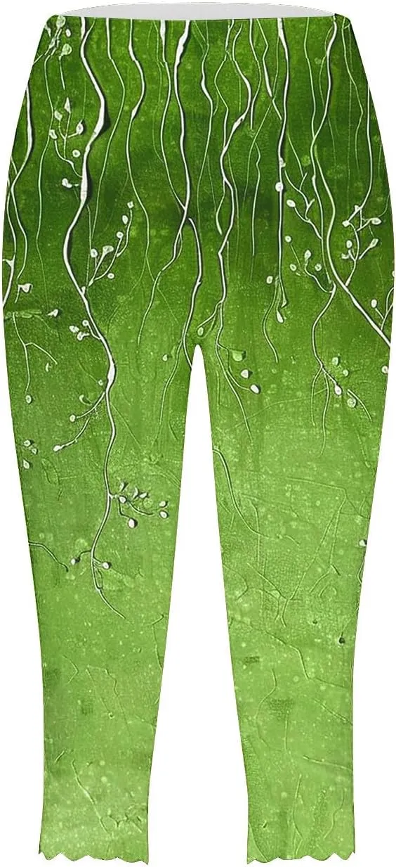High Waisted Leggings for Women Summer Trendy Print Cropped Pants 2025 Casual Slim Fit Yoga Pants Home Lounge Bottoms