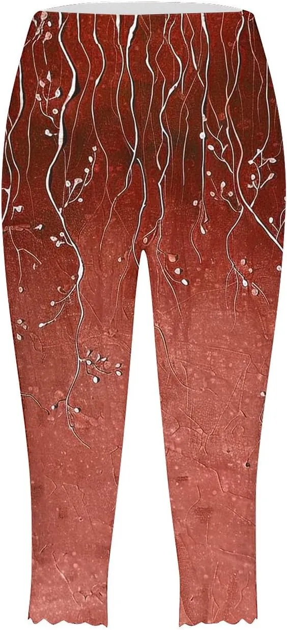 High Waisted Leggings for Women Summer Trendy Print Cropped Pants 2025 Casual Slim Fit Yoga Pants Home Lounge Bottoms