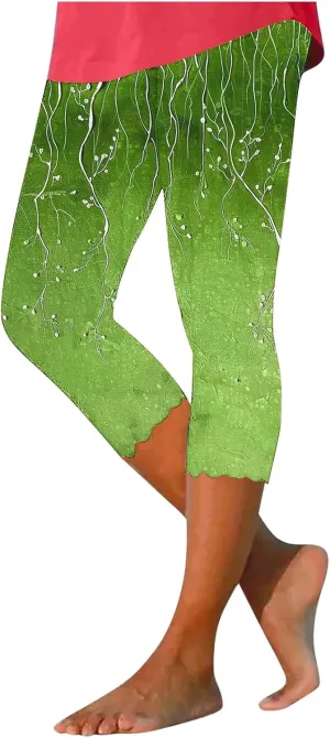 High Waisted Leggings for Women Summer Trendy Print Cropped Pants 2025 Casual Slim Fit Yoga Pants Home Lounge Bottoms