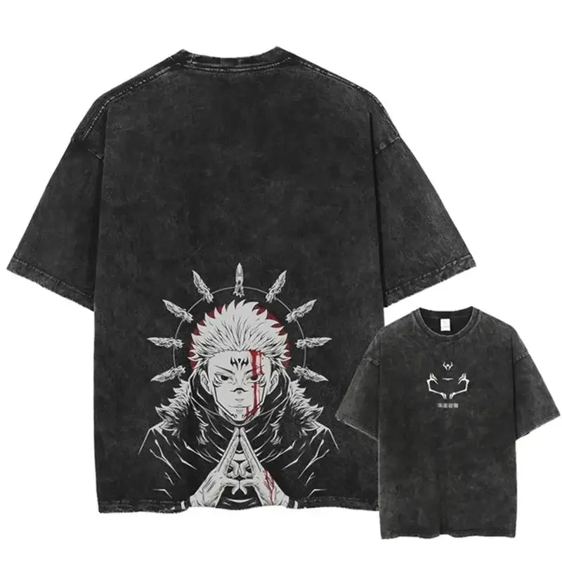 Hip Hop Streetwear Vintage T-Shirt with Japanese Anime Graphics - Harajuku Style