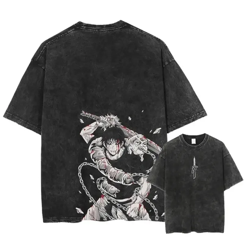 Hip Hop Streetwear Vintage T-Shirt with Japanese Anime Graphics - Harajuku Style