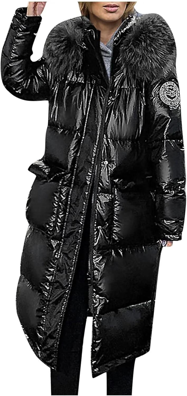 Hooded Cotton-padded Women Pocket Jackets Outerwear Fashion Long Coats Women's Coat Zip Hoodies for Women