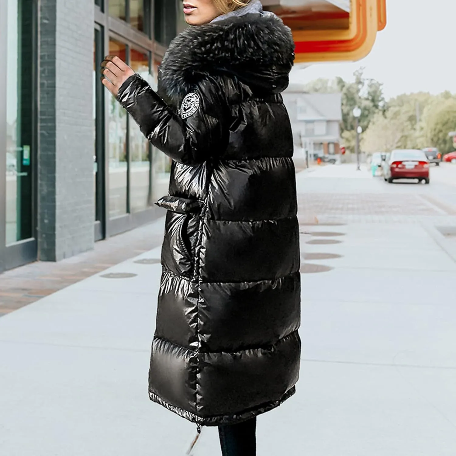 Hooded Cotton-padded Women Pocket Jackets Outerwear Fashion Long Coats Women's Coat Zip Hoodies for Women