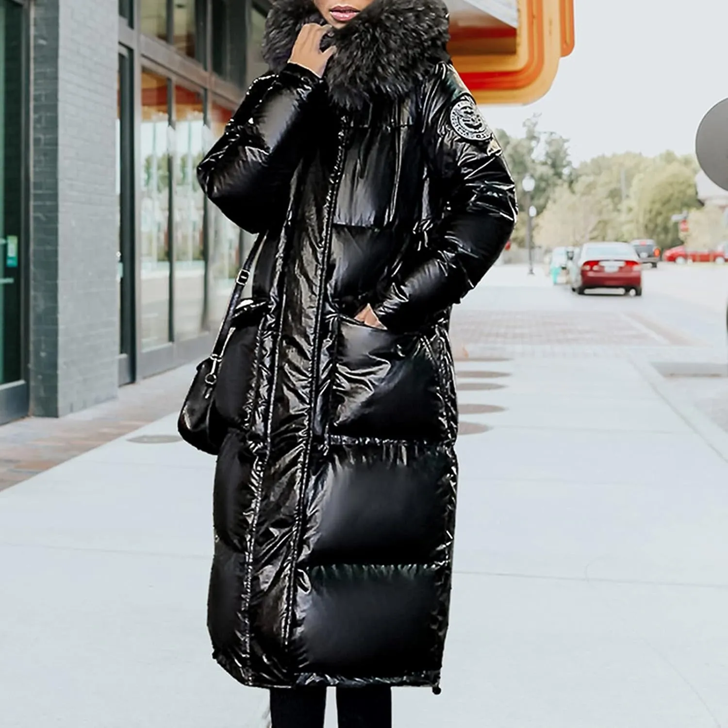 Hooded Cotton-padded Women Pocket Jackets Outerwear Fashion Long Coats Women's Coat Zip Hoodies for Women