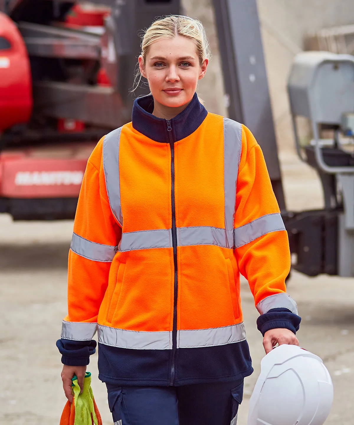 HV Orange/Navy - High visibility full-zip fleece