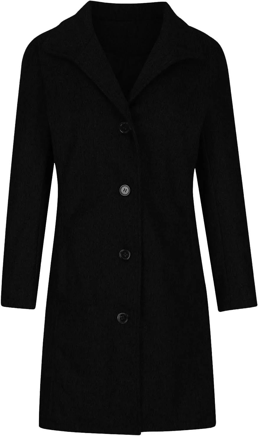 Hvyesh Womens Wool Trench Pea Coats 2024 Winter Jackets Trendy Notch Lapel Double Breasted Mid Long Warm Jacket Overcoat