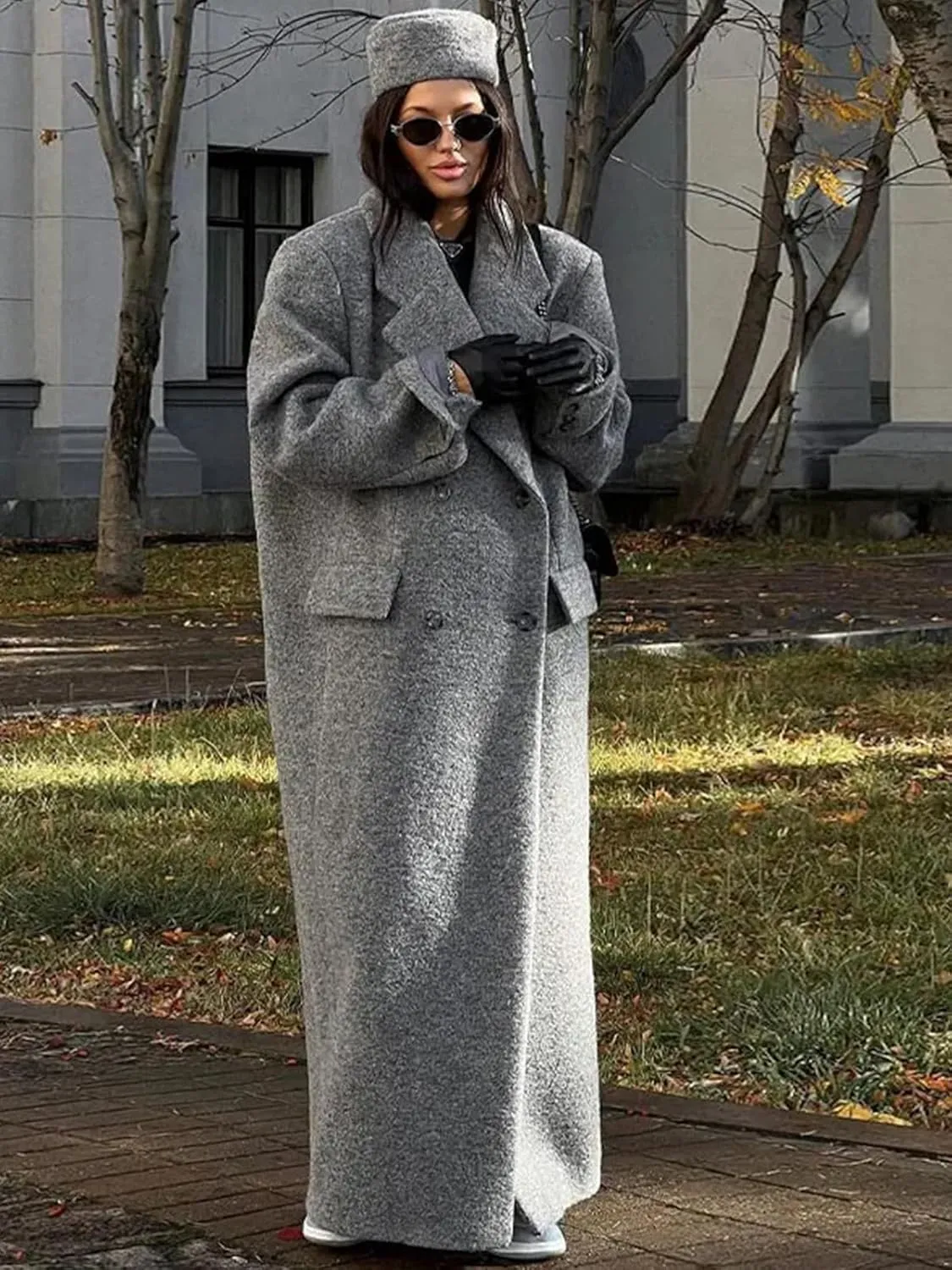 IDEALSANXUN Long Wool Coats for Women Fall Winter Maxi Length Peacoat Trench Coat Blazer Jacket Overcoat Outerwear