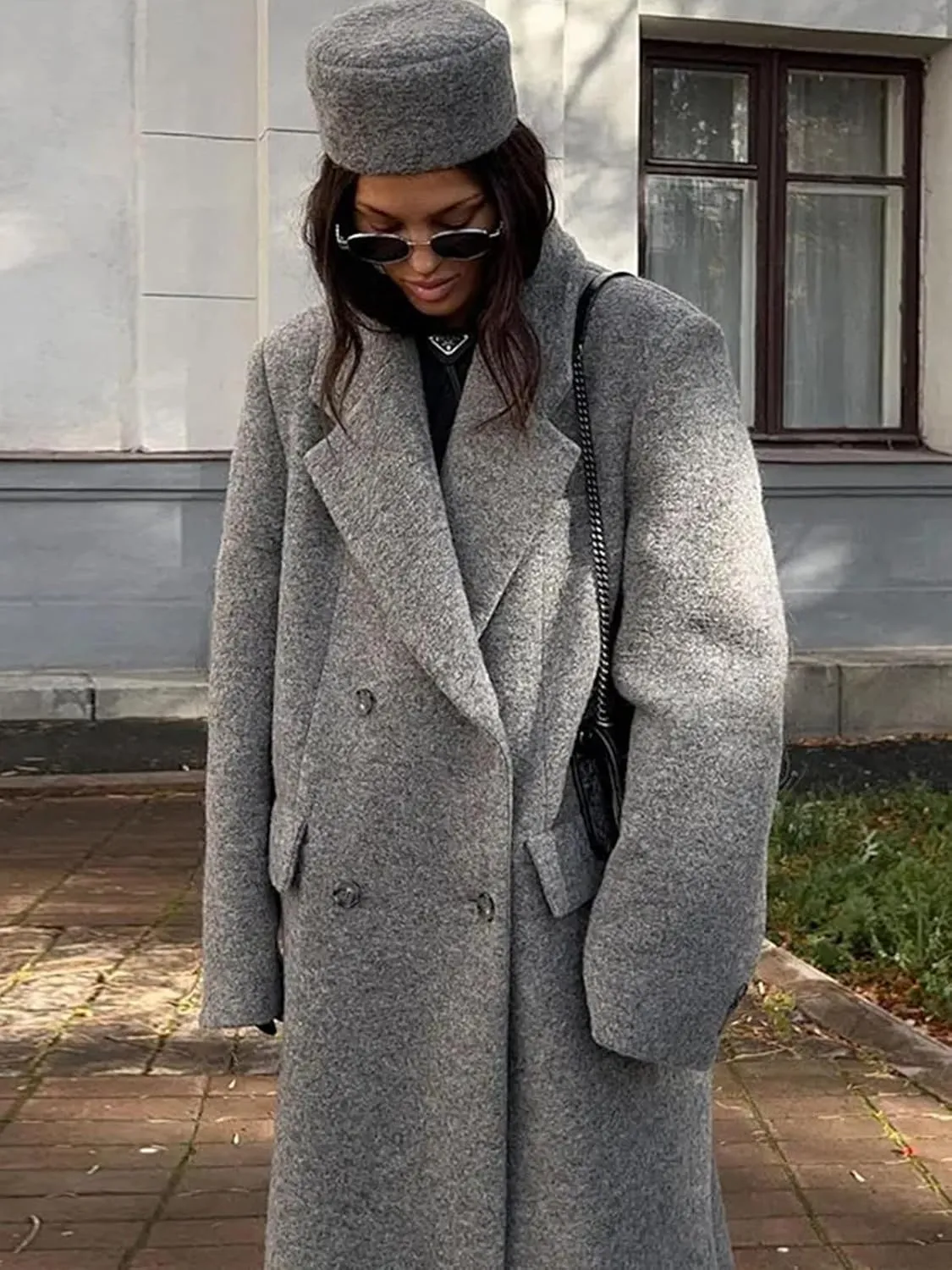 IDEALSANXUN Long Wool Coats for Women Fall Winter Maxi Length Peacoat Trench Coat Blazer Jacket Overcoat Outerwear