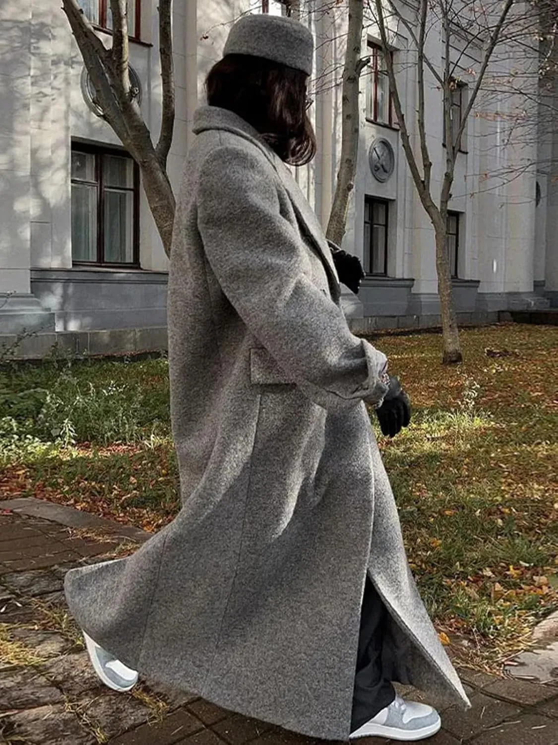 IDEALSANXUN Long Wool Coats for Women Fall Winter Maxi Length Peacoat Trench Coat Blazer Jacket Overcoat Outerwear