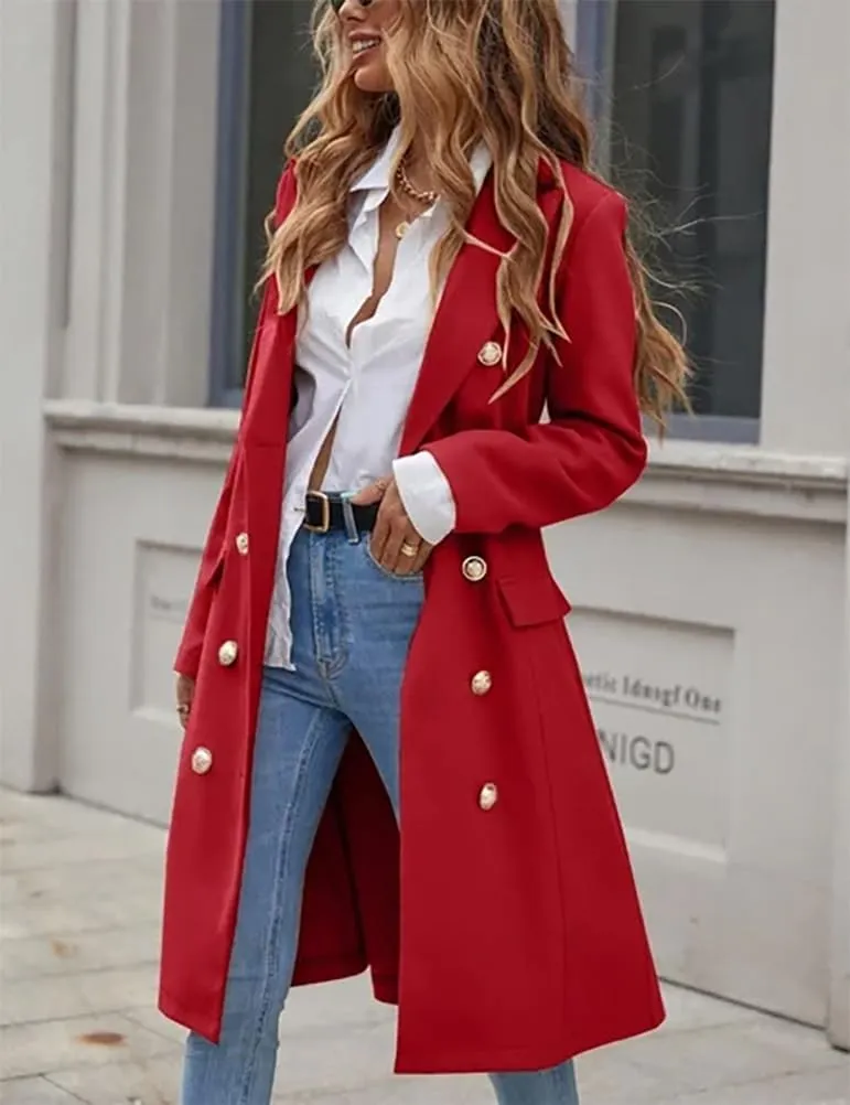 IDEALSANXUN Womens Long Wool Coat for Women Fall Winter Trench Coat Trendy Jackets