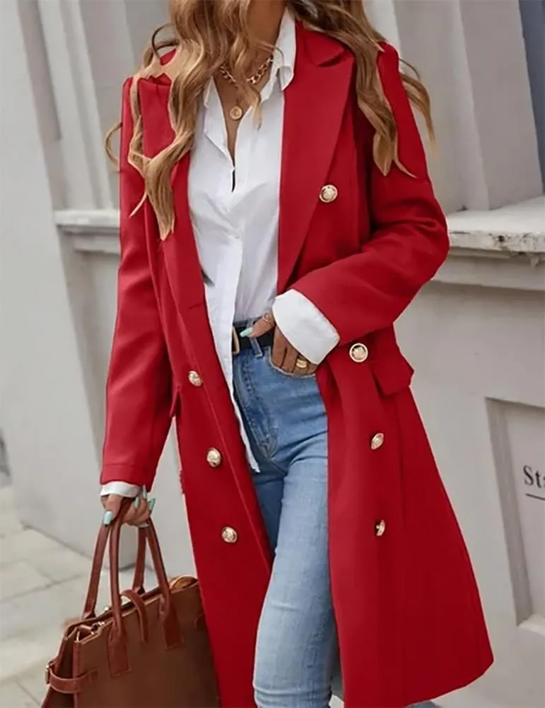 IDEALSANXUN Womens Long Wool Coat for Women Fall Winter Trench Coat Trendy Jackets