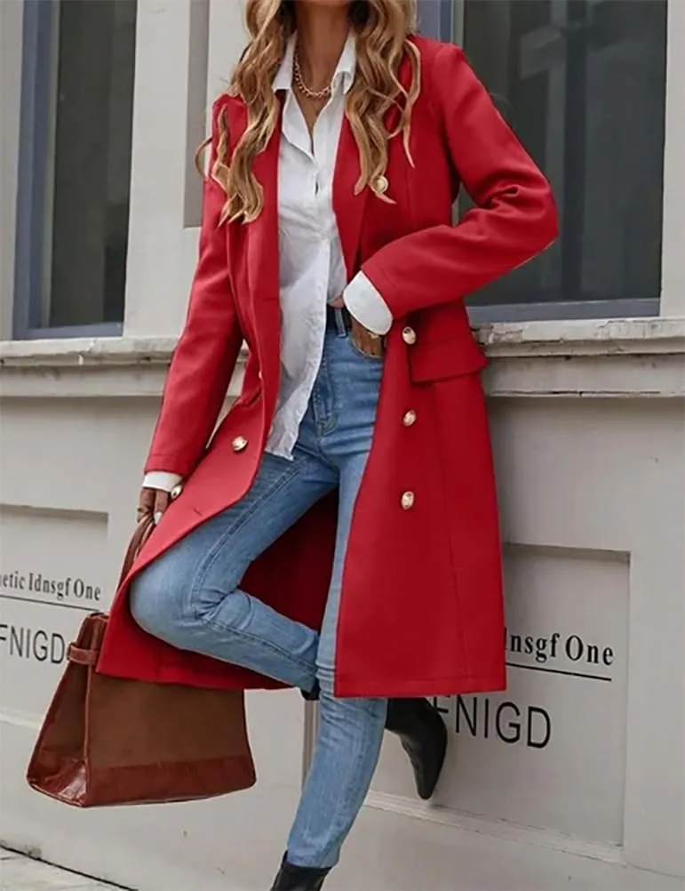 IDEALSANXUN Womens Long Wool Coat for Women Fall Winter Trench Coat Trendy Jackets