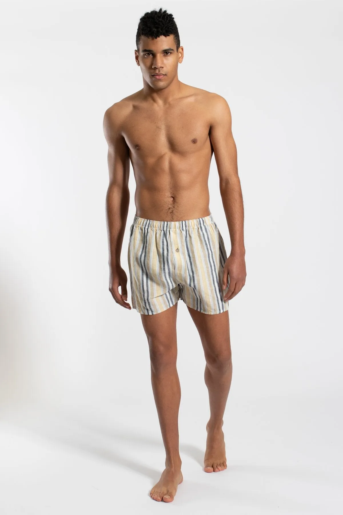 JAMES HARPER JHBX53 DOUBLE STRIPE LINEN SLEEP SHORTS - Multi