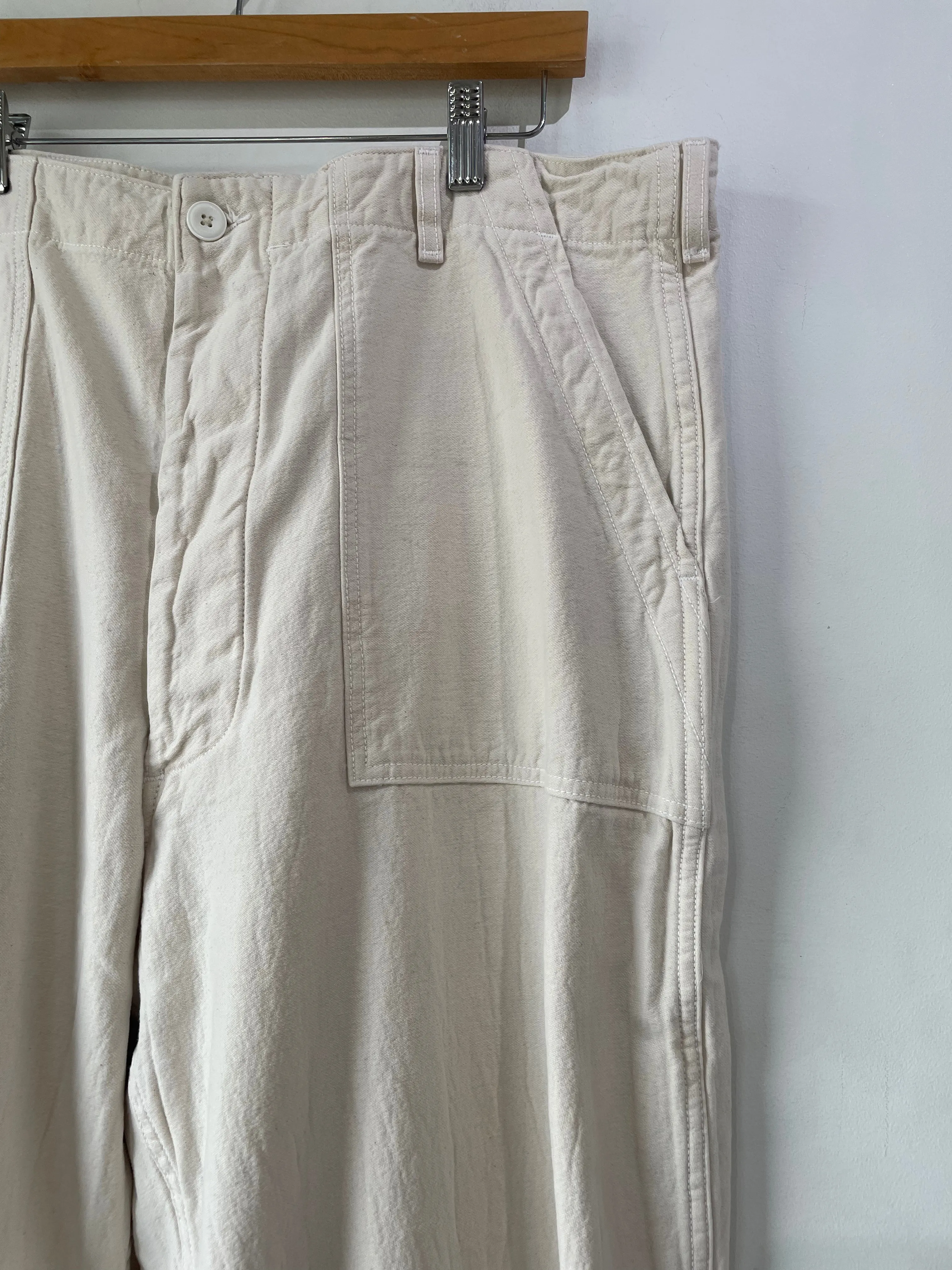 Japanese Workwear Wide Leg Cream Canvas Pants