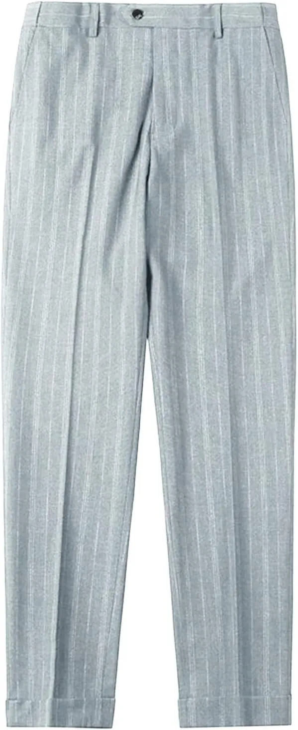 JEShifangjiusu Men's Classic Athletic Pants Slim Fit Business Dress Pants Chino Pant Flat Front Straight Fit Suit Pant (31,Grey), Grey, 31
