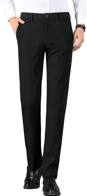 JEShifangjiusu Men's Skinny Fit Stretch Dress Pant Classic-Fit Wrinkle-Resistant Pleated Chino Pant Lightweight Athletic Pant
