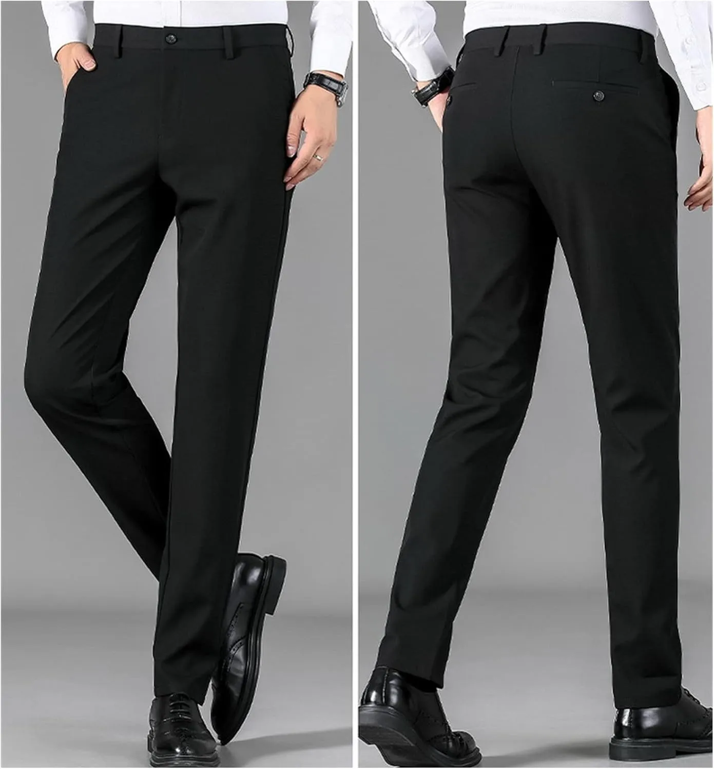 JEShifangjiusu Men's Skinny Fit Stretch Dress Pant Classic-Fit Wrinkle-Resistant Pleated Chino Pant Lightweight Athletic Pant