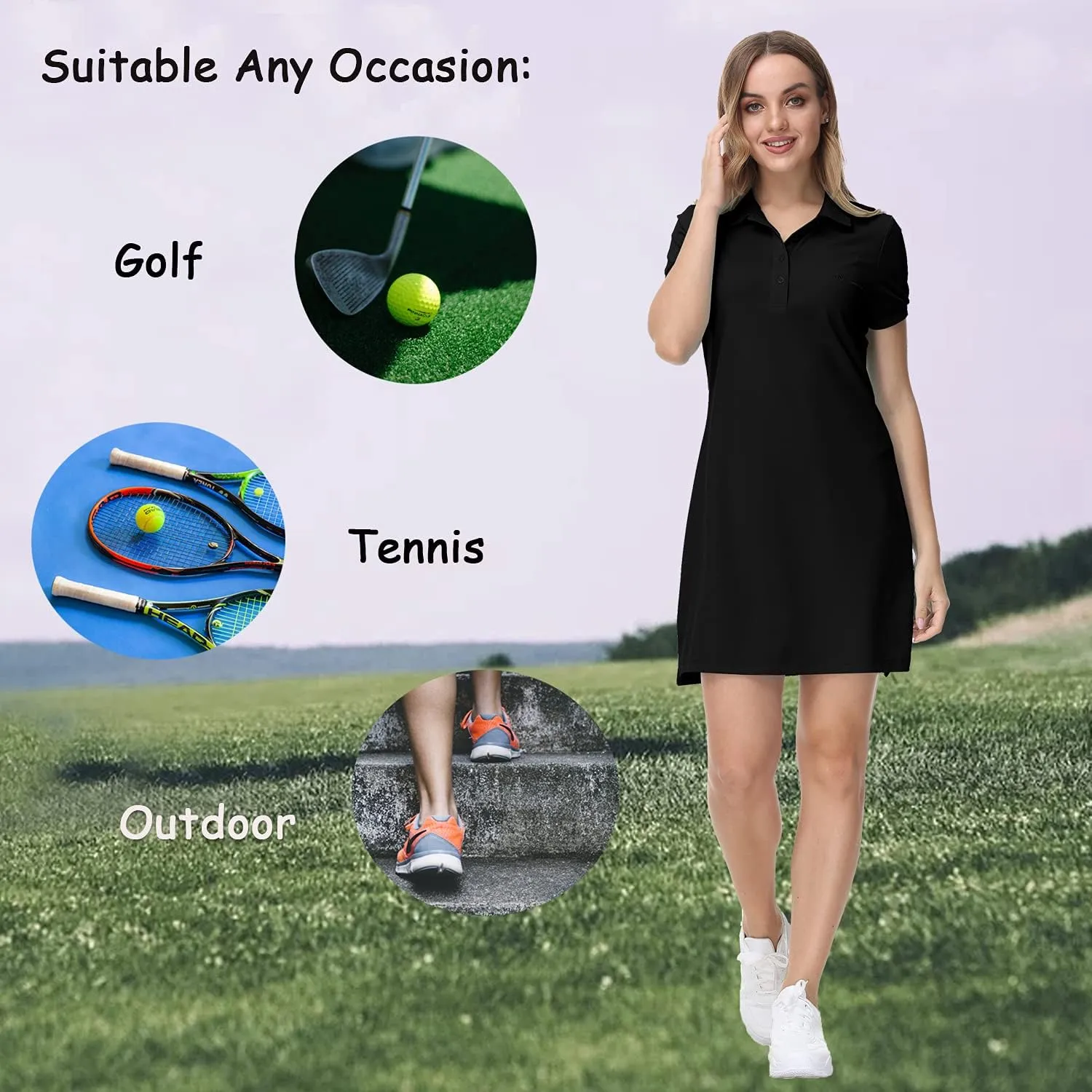 JINSHI Women T Shirt Dress Hiking/Tennis/Golf/Leisure Comfortable and Soft Athletic Dress for Women