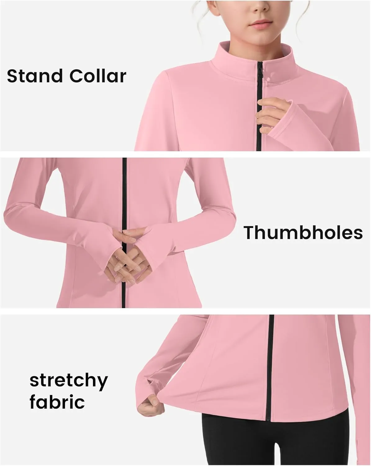 JOCMIC Girls Zip Up Jacket Horse Riding Shirts Kids Athletic Yoga Jackets Fall Winter Coats
