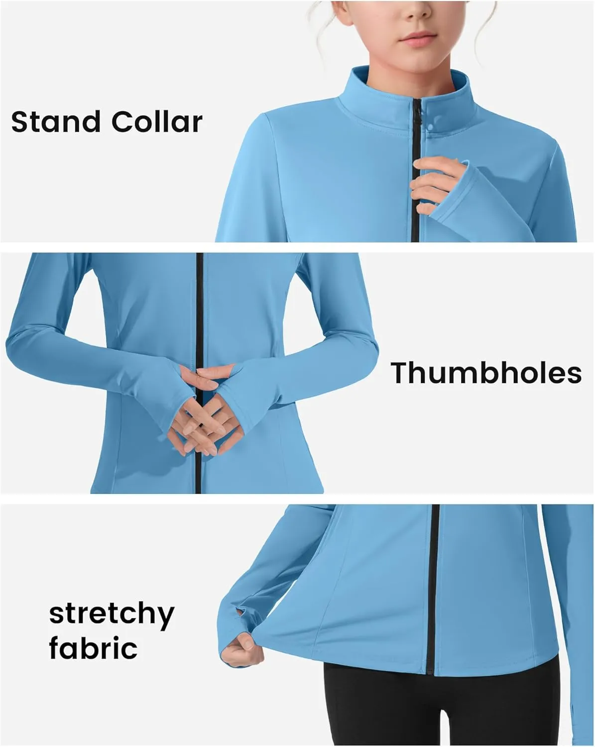 JOCMIC Girls Zip Up Jacket Horse Riding Shirts Kids Athletic Yoga Jackets Fall Winter Coats