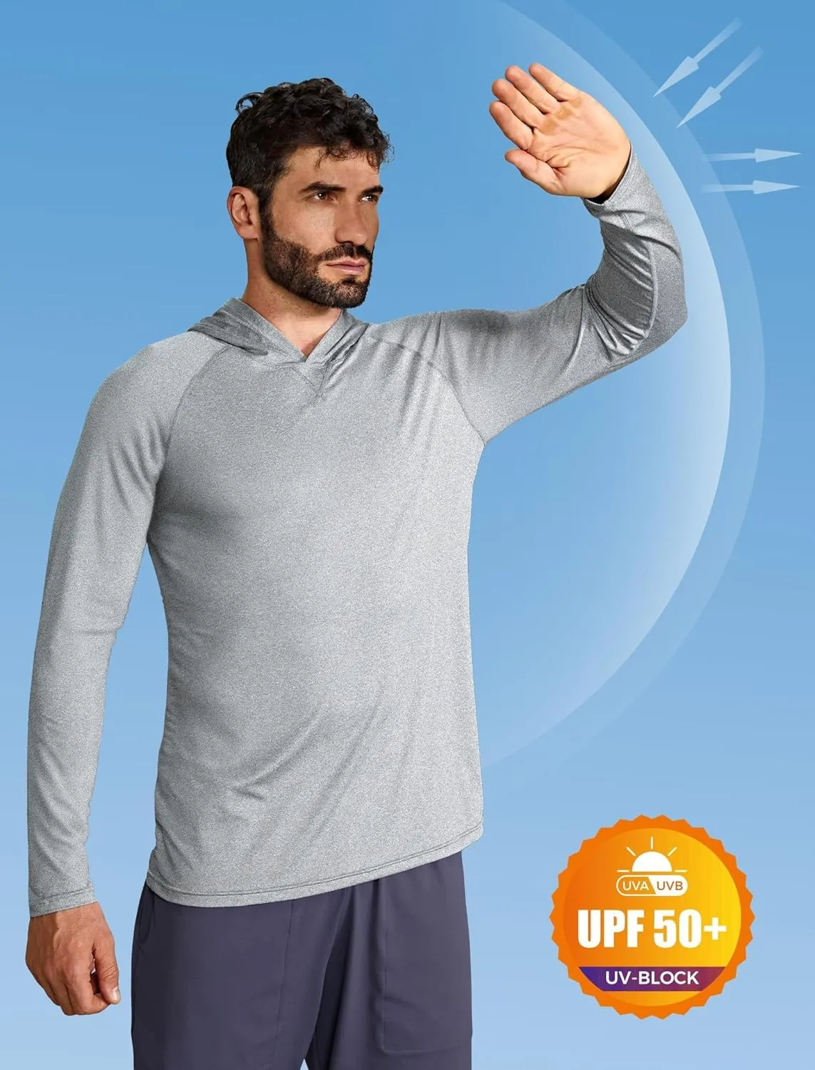 Keisimimo Men's UPF 50  Sun Protection Hoodie Shirts Long Sleeve Rash Guard Quick Dry UV SPF Fishing Hiking Shirts