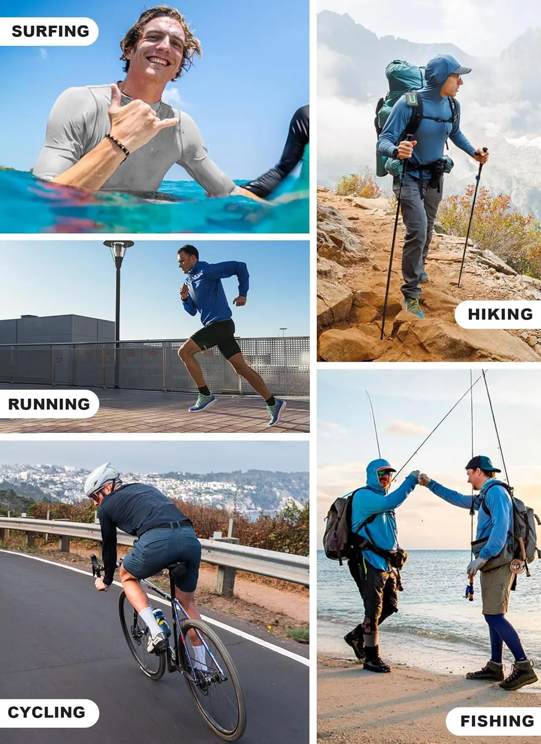 Keisimimo Men's UPF 50  Sun Protection Hoodie Shirts Long Sleeve Rash Guard Quick Dry UV SPF Fishing Hiking Shirts