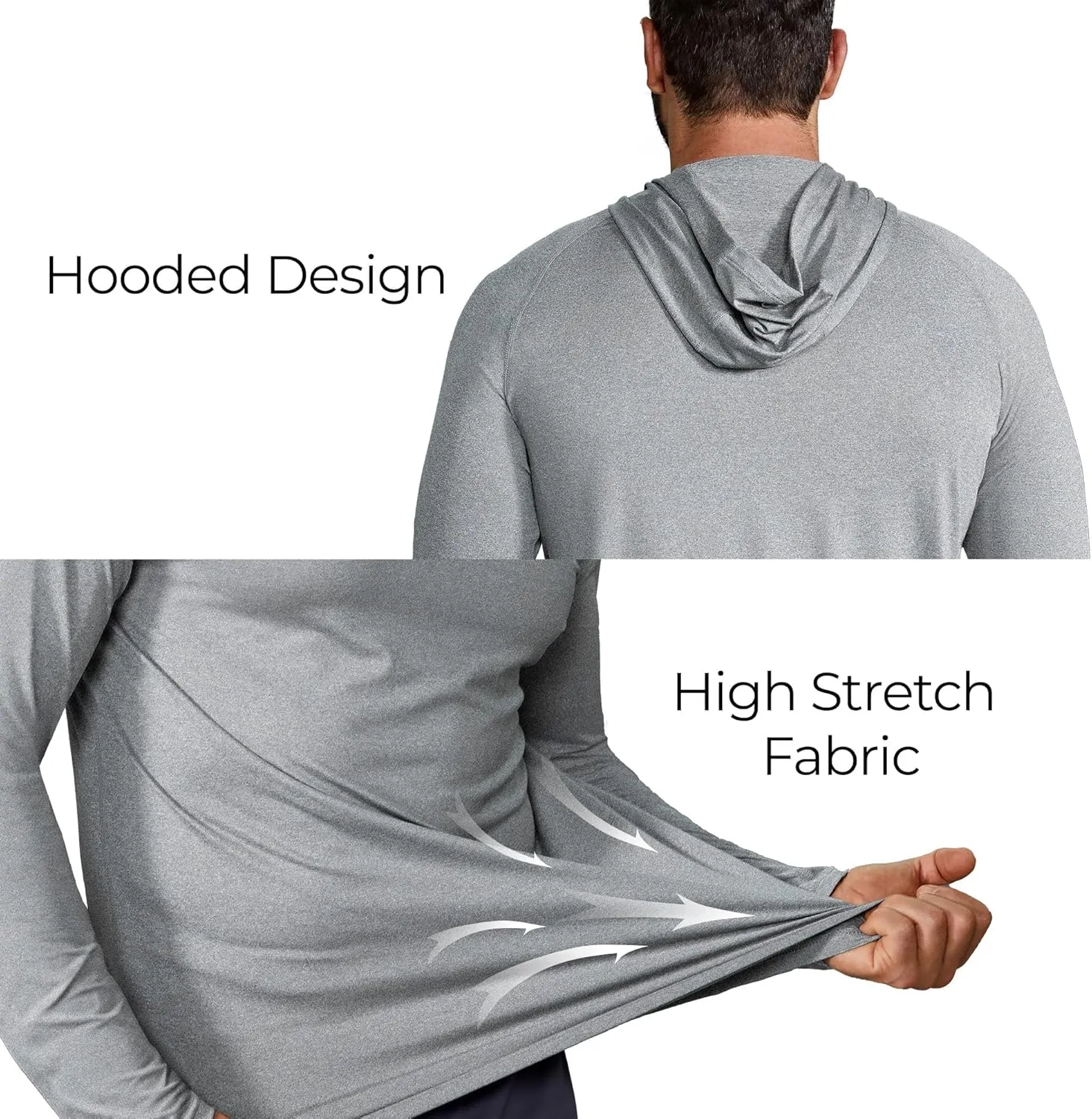Keisimimo Men's UPF 50  Sun Protection Hoodie Shirts Long Sleeve Rash Guard Quick Dry UV SPF Fishing Hiking Shirts