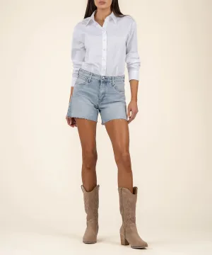 Kut From The Kloth Jane High Rise Long Short With Raw Hem In Deep