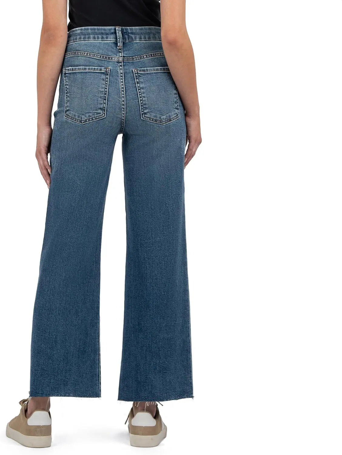 KUT from the Kloth Meg High-Rise Fab Ab Wide Leg Raw Hem