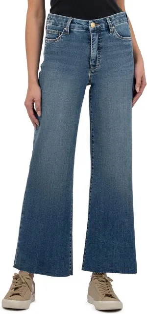 KUT from the Kloth Meg High-Rise Fab Ab Wide Leg Raw Hem