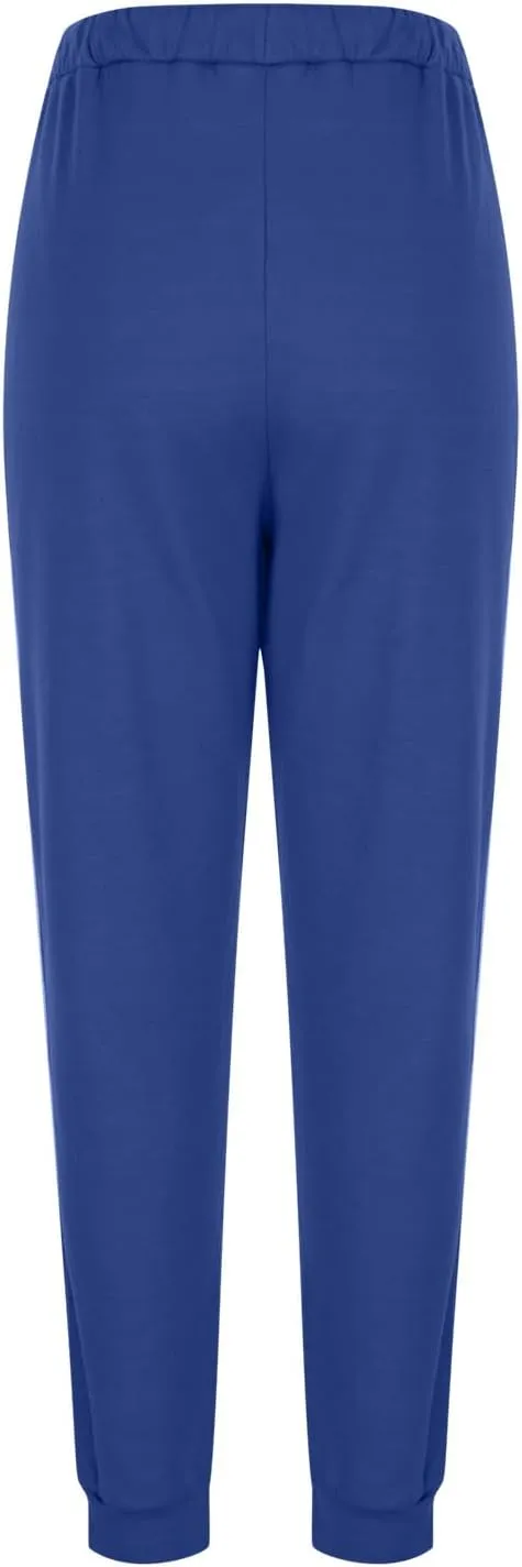 Ladies Solid Color Pants Fashion 2024 Comfy Trousers Classic Lightweight High Waist Pants Drawstring Pocket Trousers