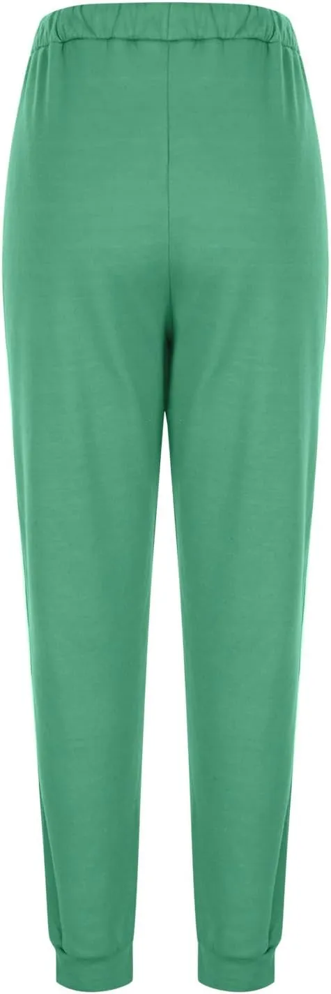 Ladies Solid Color Pants Fashion 2024 Comfy Trousers Classic Lightweight High Waist Pants Drawstring Pocket Trousers